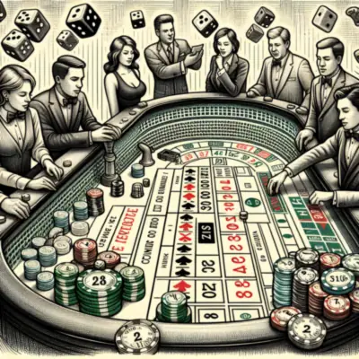 Craps casino game table setup